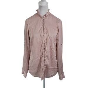 Express Size	M Slim Fit Portofino Shirt Pink Fabric Button Loop Closure Feminine